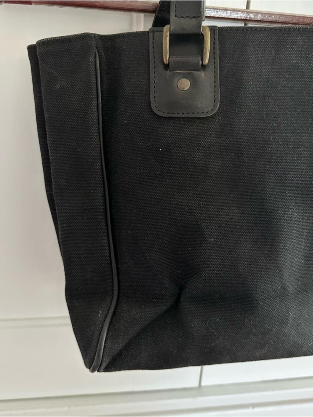 Black Dries Van Noten Canvas Tote Bag with Leather Handles - Picture 3 of 8